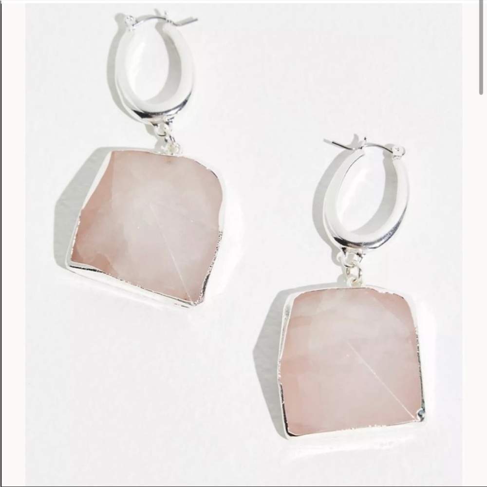 NEW Free People Rose Quartz Dangle Earrings